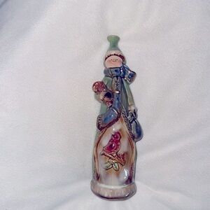Snow Man Porcelain Decoration Apx.  6-1/2” Tall. Christmas Gift Decorations